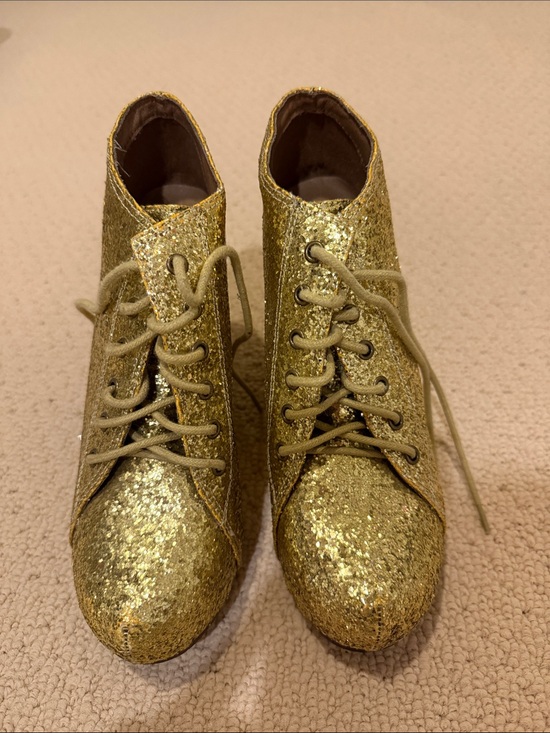 Jeffrey Campbell Shoes - Jeffrey Campbell Gold Glitter Lace-Up Ankle Boots